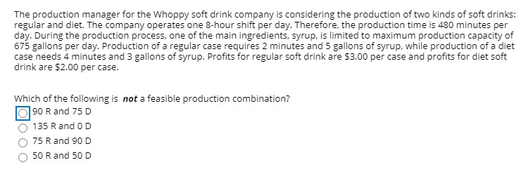 The production manager for the Whoppy soft drink