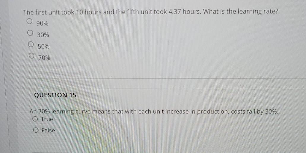 The first unit took 10 hours and the fifth unit