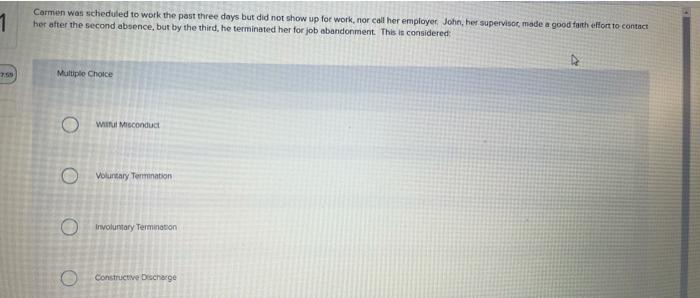 1 Carmen was scheduled to work the past three