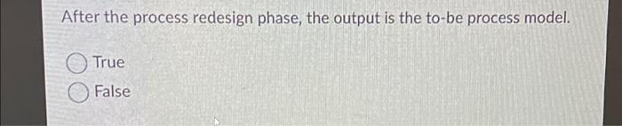 After the process redesign phase, the output is