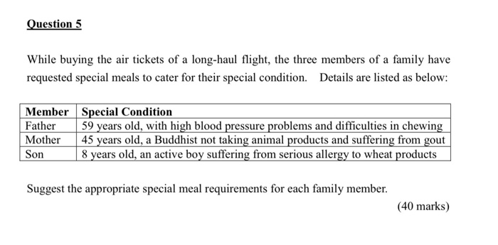 Question 5 While buying the air tickets of a