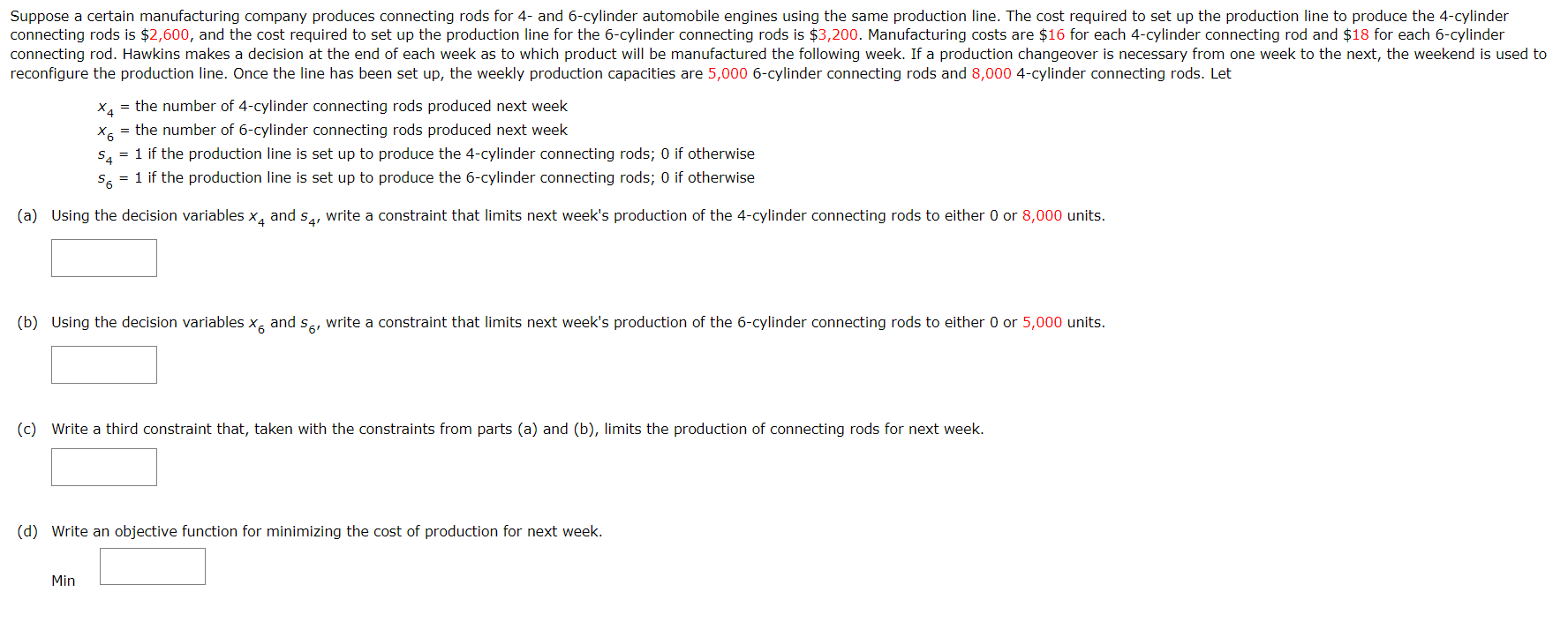 x4= the number of 4 -cylinder connecting rods