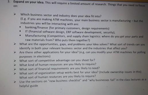 1. Pick one idea for a business you would like to