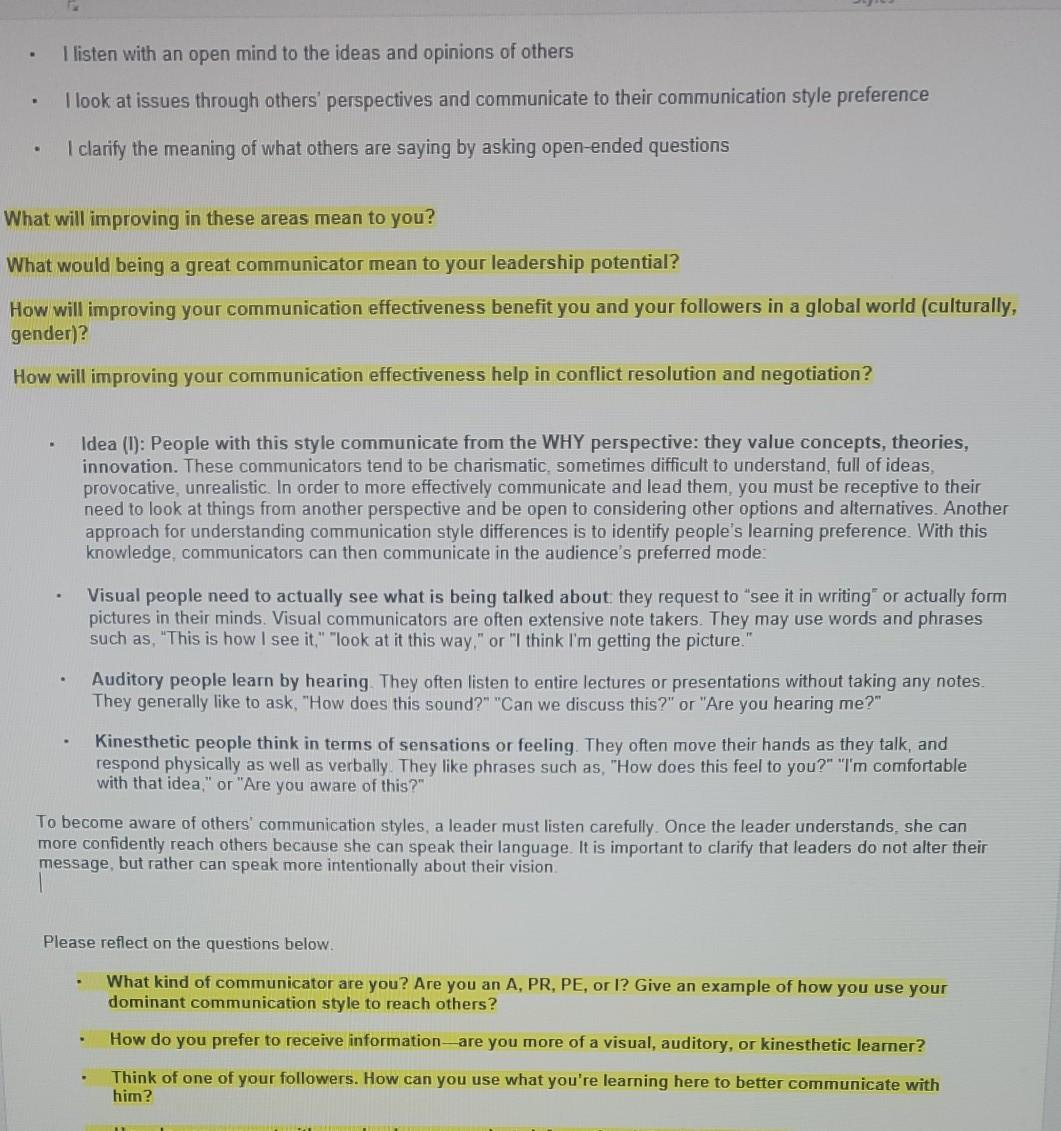 in you personal opinion answer the following the