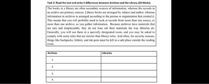 Task 3: Read the text and write 4 differences