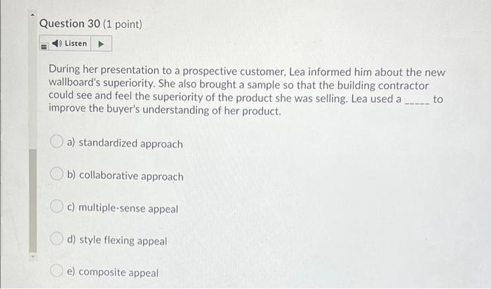 Question 28 (1 point) Listen Which of the