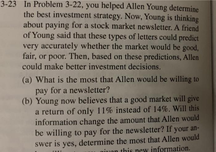 3-23 In Problem 3-22, you helped Allen Young