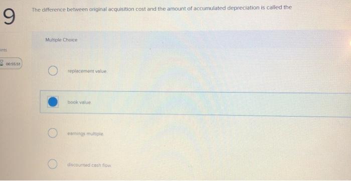 The difference between original acquisition cost