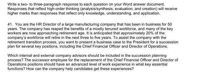 Write a two-to three-paragraph response to each