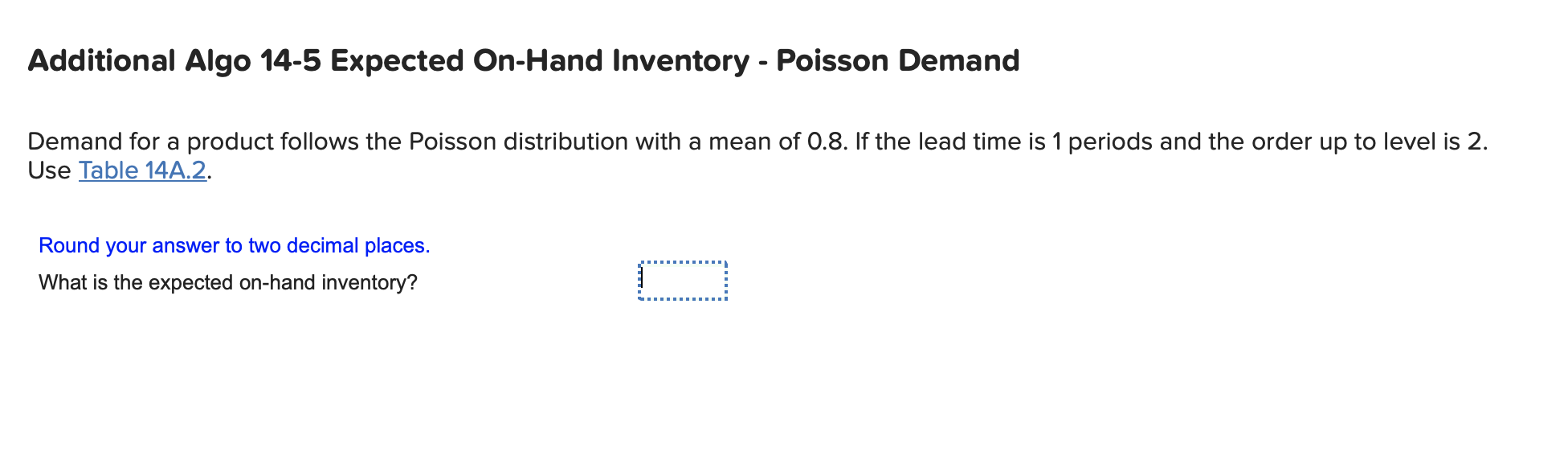 Additional Algo 14-5 Expected On-Hand Inventory -
