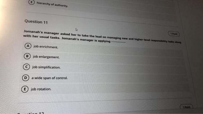 hierarchy of authority. Question 11 Jomanah's