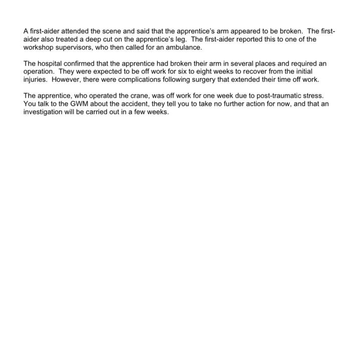 SCENARIO A steel-working organisation operates 30