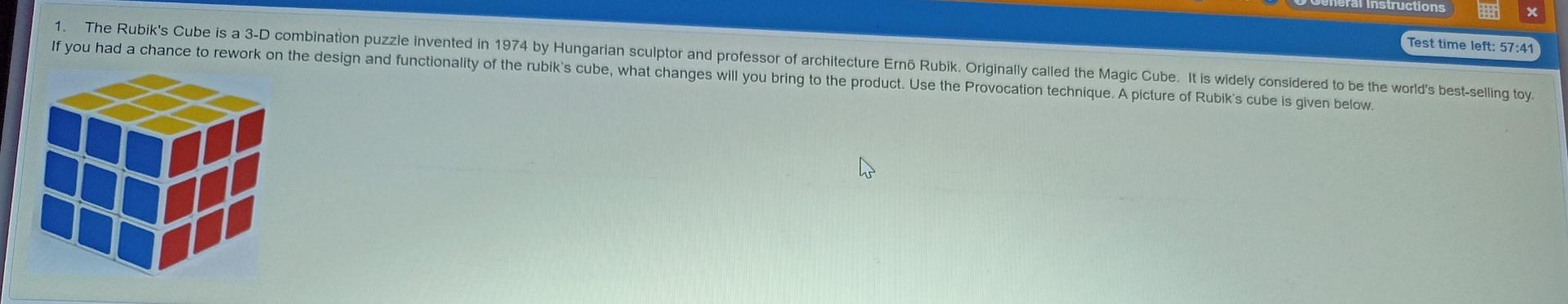 Instructions X 1. The Rubik's Cube is a 3-D