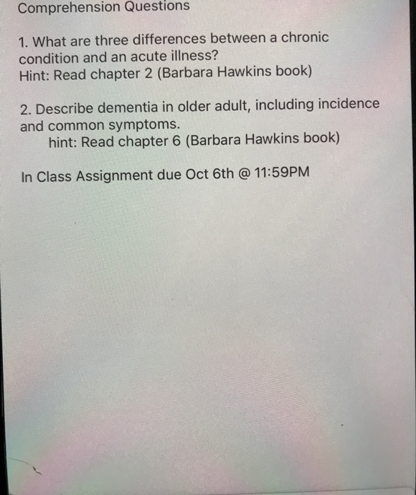 Comprehension Questions 1. What are three