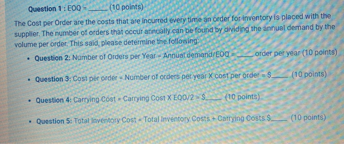 Case Study EOQ Data Sheet The US Postal Service