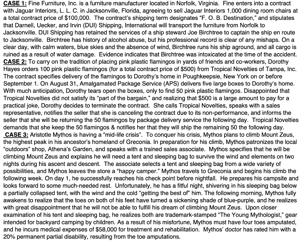 This is all a part of one question. CASE 1: Fine