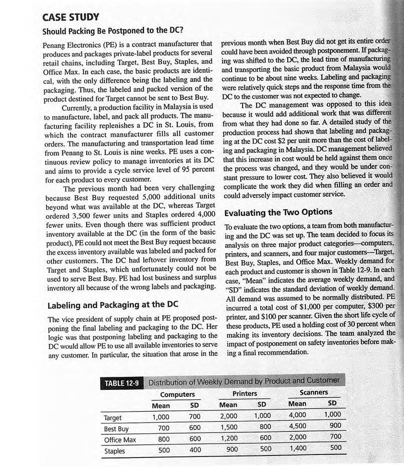 Based on the attached case, answer the following