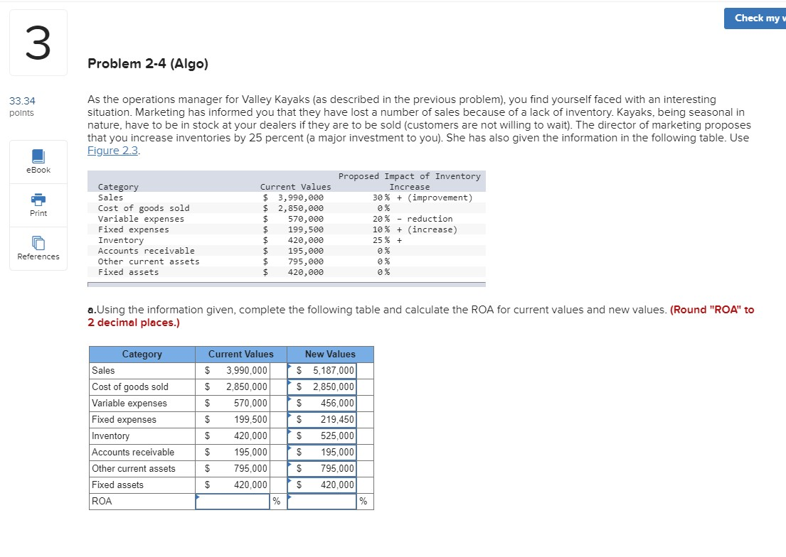 WHAT IS THE ROA m Check my v Problem 2-4 (Algo)