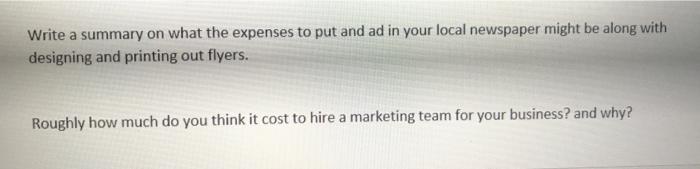 Write a summary on what the expenses to put and