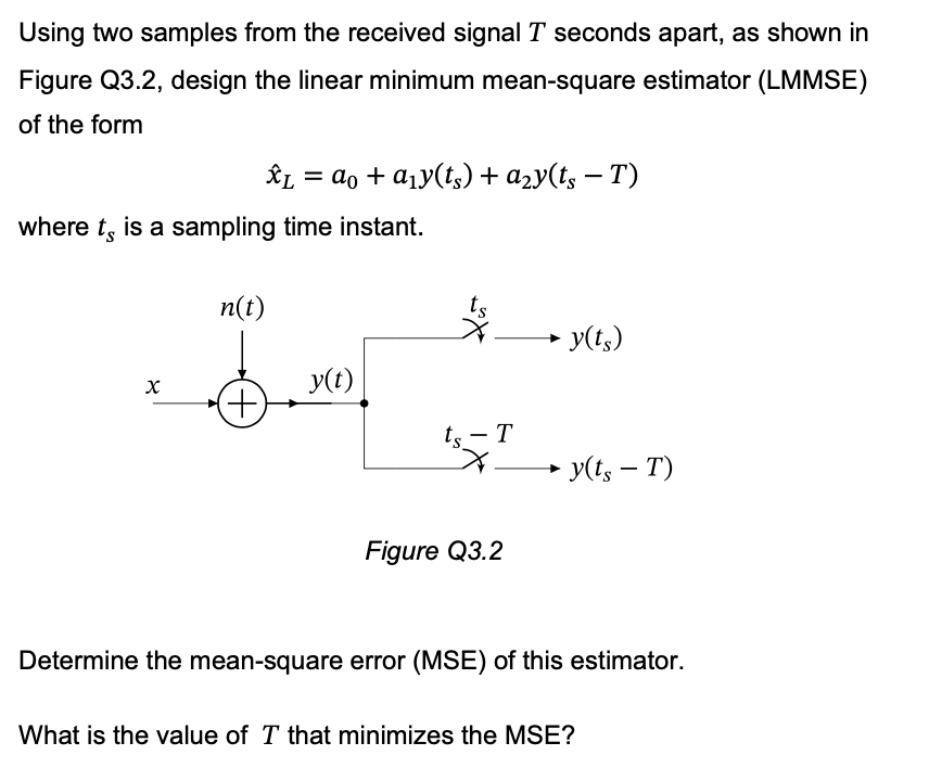 1.Determine the mean-square error (MSE) of this