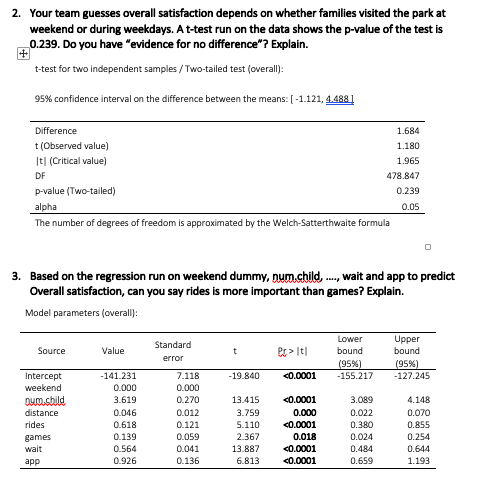 1. Your team speculates that overall satisfaction