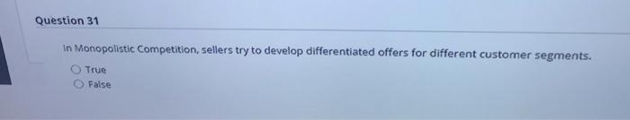 Question 31 in Monopolistic Competition, sellers