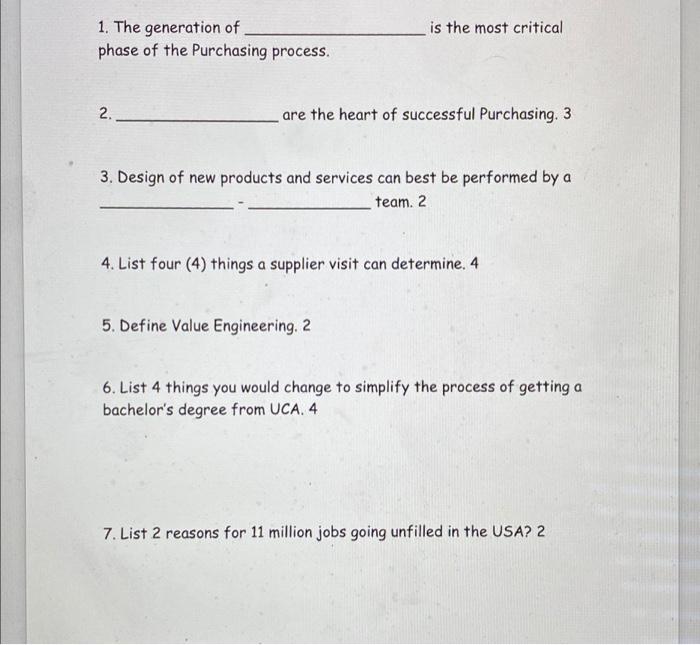 1. The generation of phase of the Purchasing