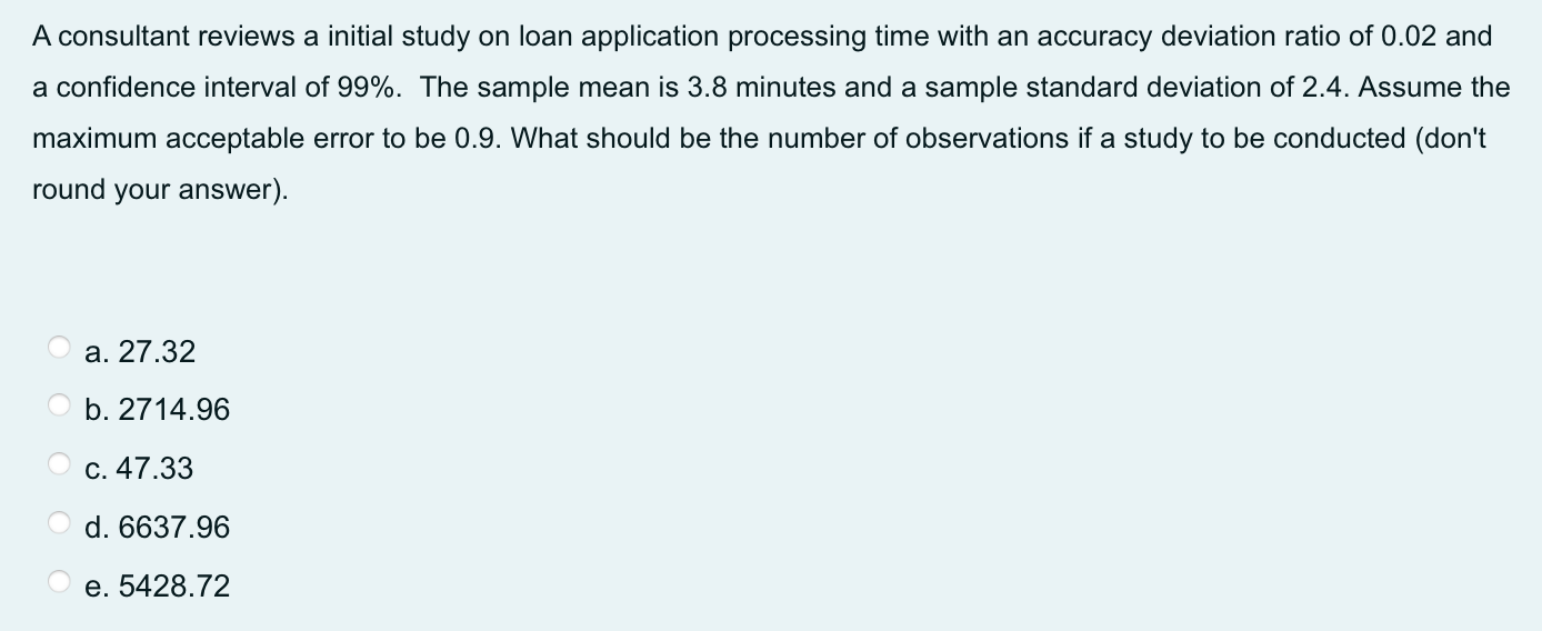 A consultant reviews a initial study on loan