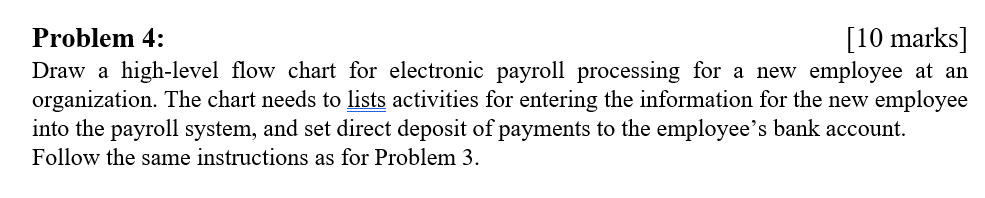 Problem 4: [10 marks] Draw a high-level flow