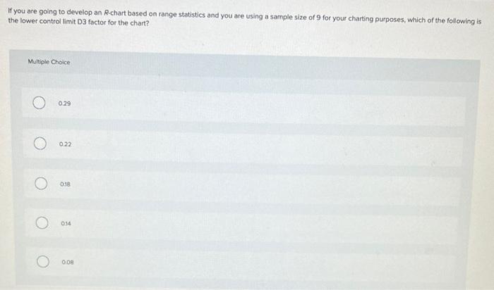 Hyou are going to develop an R-chart based on