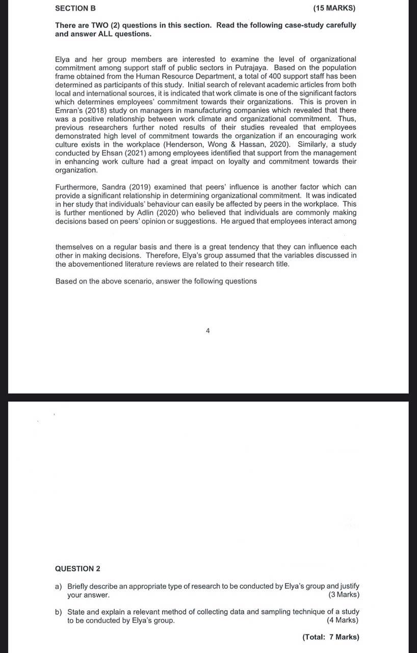 SECTION B (15 MARKS) There are TWO (2) questions