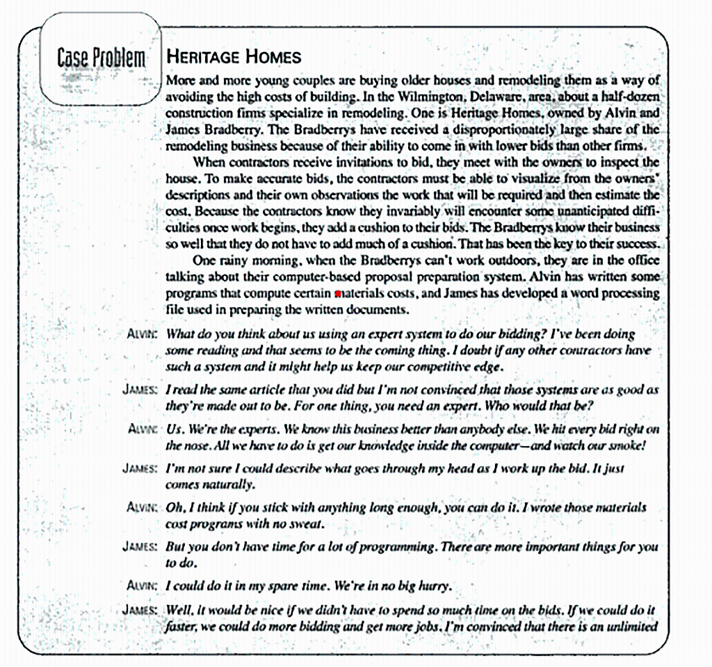 Case Problem HERITAGE HOMES More and more young