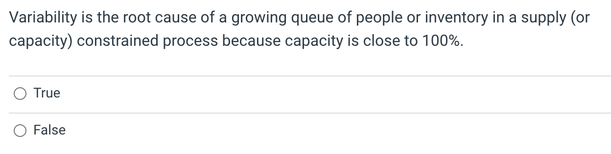 Variability is the root cause of a growing queue