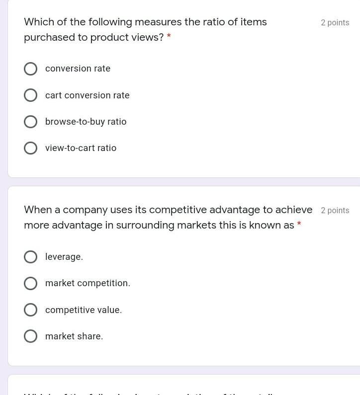 exam plz be fast 2 points Which of the following
