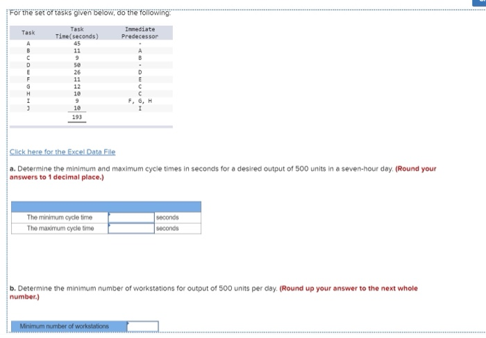 For the set of tasks given below, do the