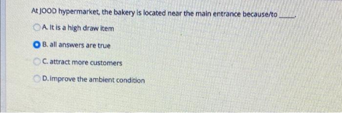 At JOOD hypermarket, the bakery is located near