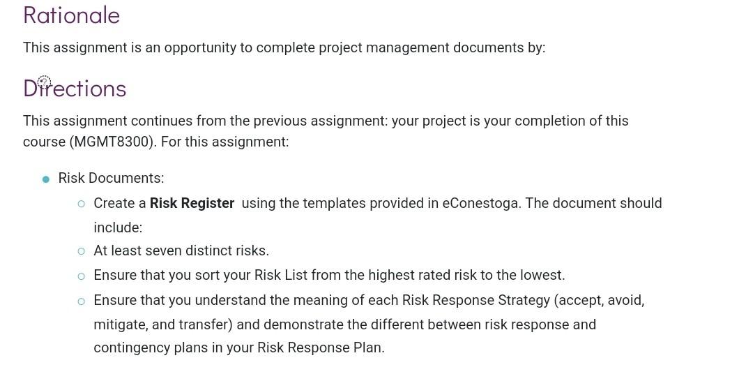 Rationale This assignment is an opportunity to