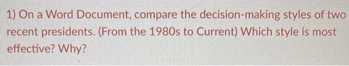 1) On a Word Document, compare the