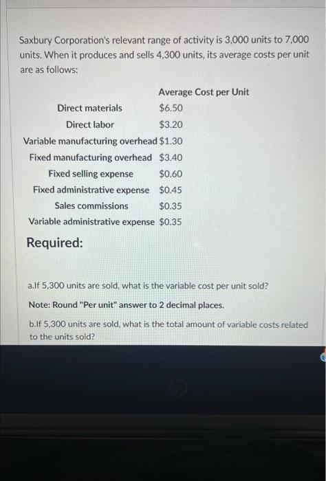 Saxbury Corporation's relevant range of activity
