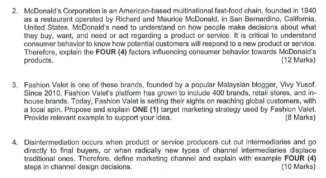 2. McDonald's Corporation is an American-based