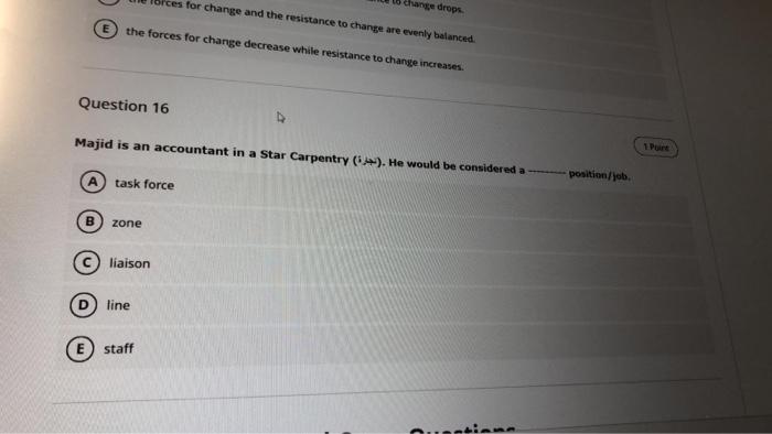 ces for change and the resistance to change are