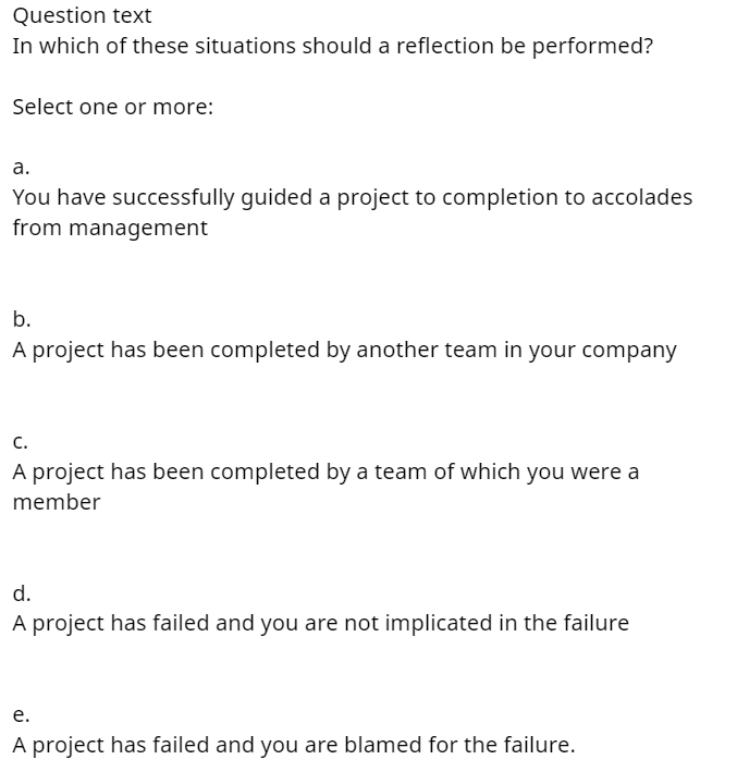 Question text In which of these situations should