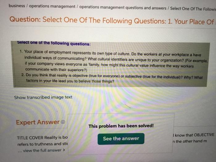 business / operations management / operations