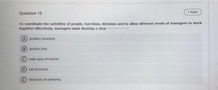 1 Point Question 16 What is the purpose of