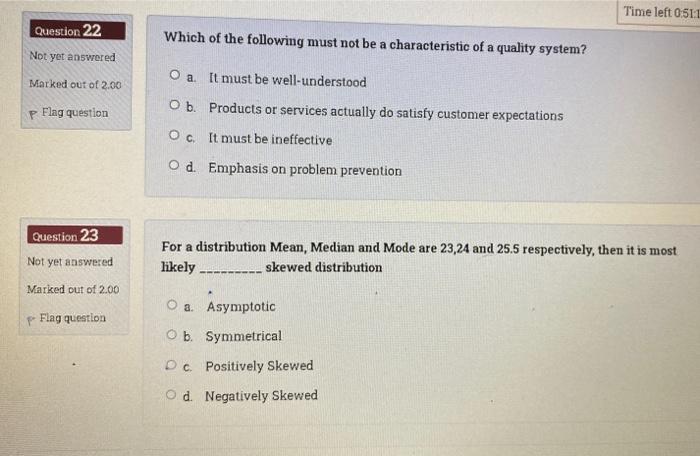 Time left 0:51:1 Which of the following must not