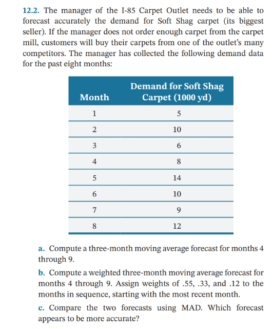 Chapter 12: problem 2: for all Excel problems,