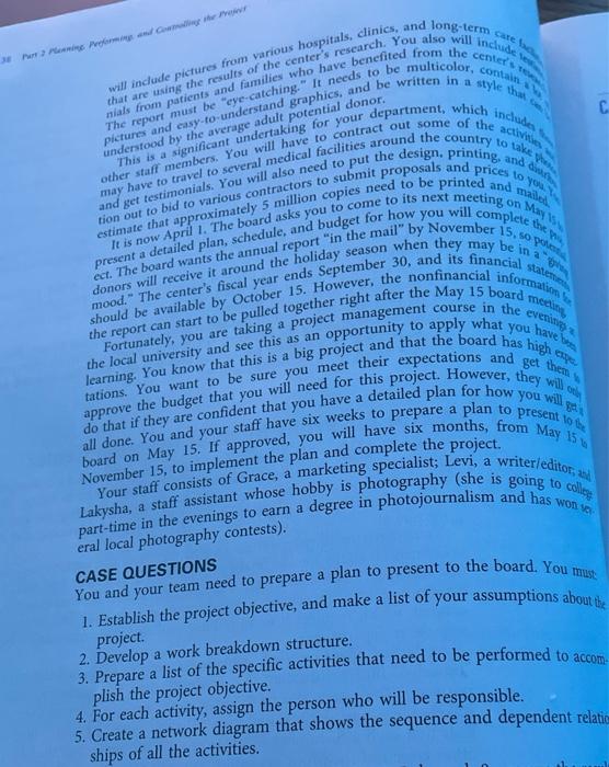 You and your team need to prepare a plan to