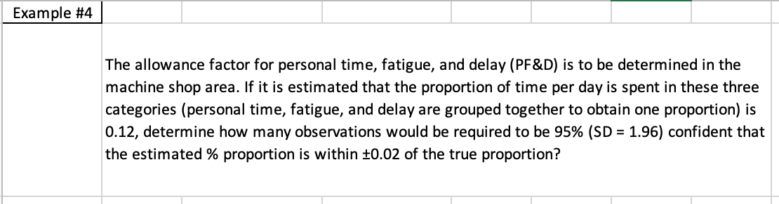 Example #4 The allowance factor for personal