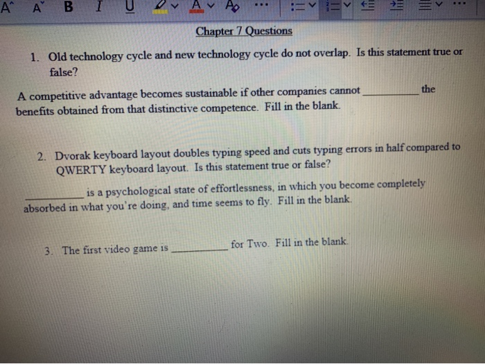 A A BIUDA A ... :=v= V v Chapter 7 Questions 1.