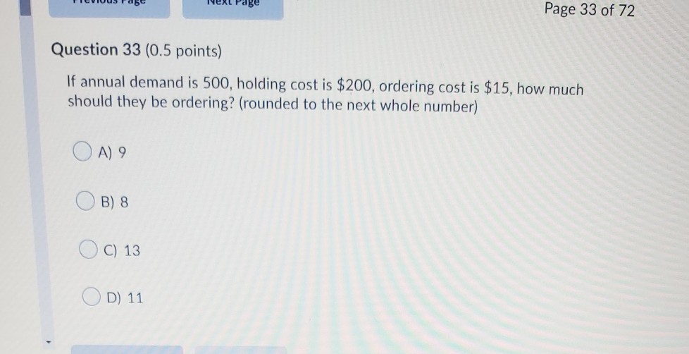 Page 33 of 72 Question 33 (0.5 points) If annual